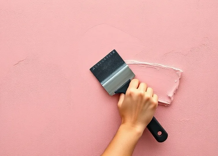Application d'un enduit décoratif à la lisseuse sur un mur